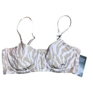 Wild Fable size 16 Girl's Beige and White Bikini Top Swimsuit